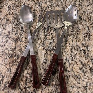 Vintage Stanhome Stanley Stainless Steel Utensil Set Marbled Bakelite MCM